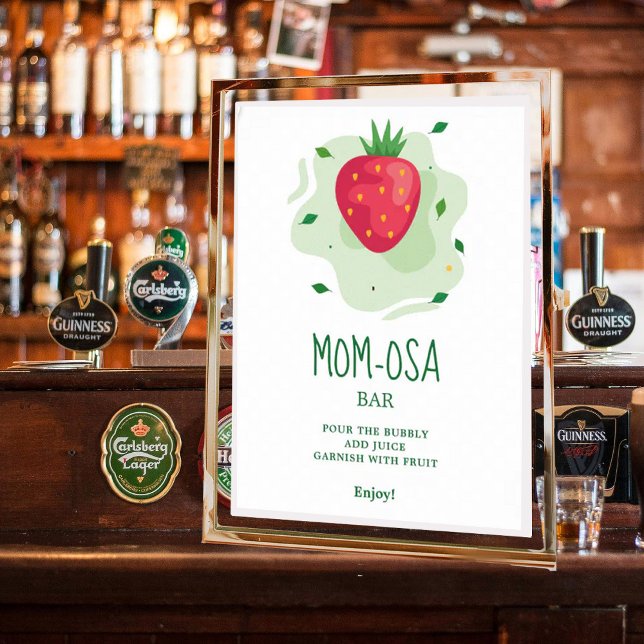 Mum-osa Strawberry Green Red Fruit Baby Shower Poster (Creator Uploaded)