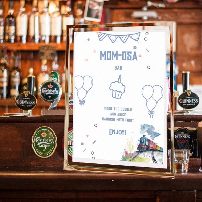 Mum-osa Train Blue Balloons Boy Baby Shower Poster (Creator Uploaded)