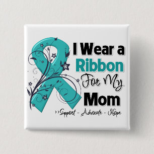 Mum - Ovarian Cancer Ribbon 15 Cm Square Badge