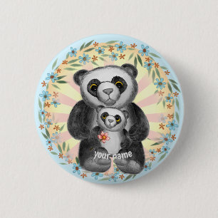 Mum Panda Bear Love  pin button