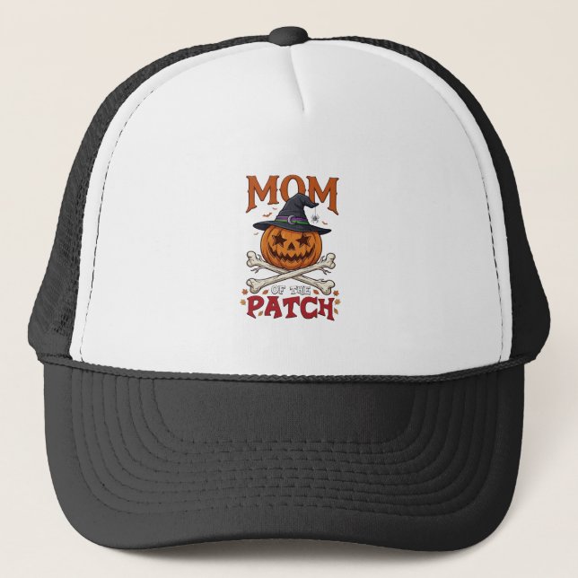 Mum Patch Halloween Pumpkin Witch Hat Crossbones_1 (Front)