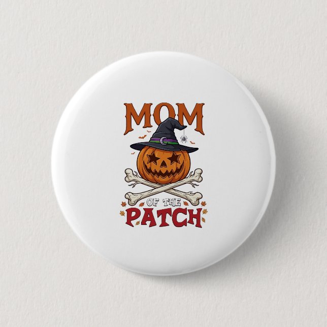 Mum Patch Halloween Pumpkin Witch Hat Crossbones_1 6 Cm Round Badge (Front)