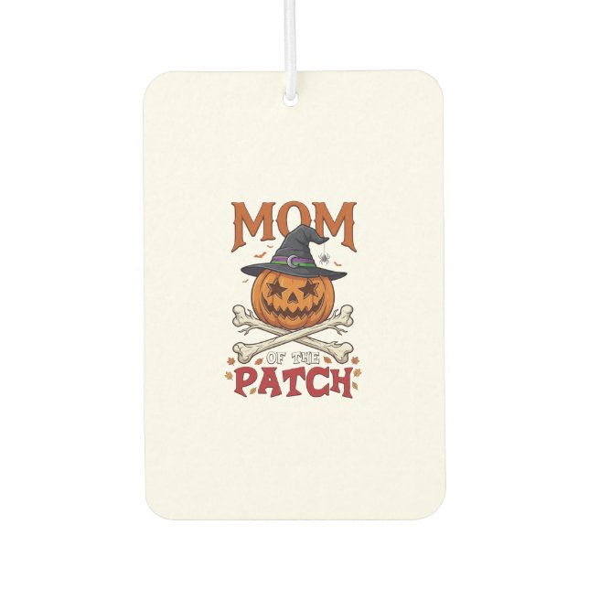 Mum Patch Halloween Pumpkin Witch Hat Crossbones_1 Car Air Freshener (Front)