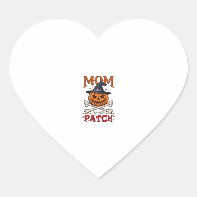Mum Patch Halloween Pumpkin Witch Hat Crossbones_1 Heart Sticker (Front)