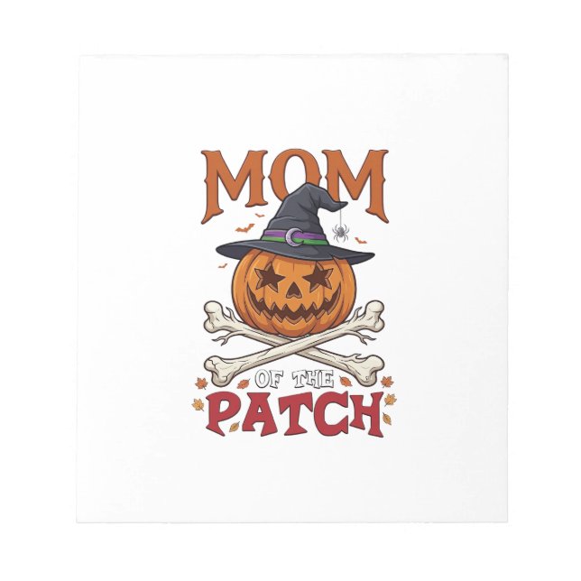 Mum Patch Halloween Pumpkin Witch Hat Crossbones_1 Notepad (Front)