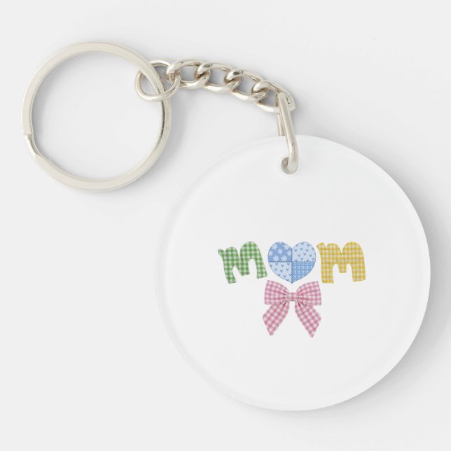 Mum Patchwork Mother's Day Gift Custom Acrylic Key Ring (Front)