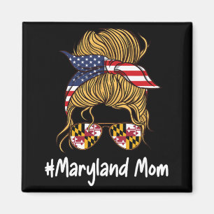 Mum Patriotic American Flag Mothers Day Retro Woma Magnet