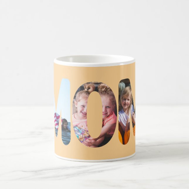 Mum Personalised Orange 3 Photo Coffee Mug (Center)