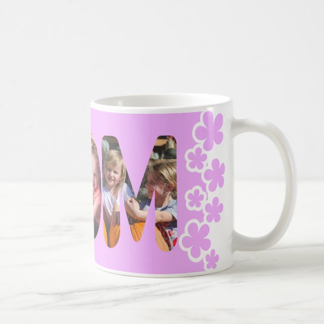 Mum Personalised Purple 3 Photo Coffee Mug (Right)