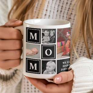 Mum Photo Collage Black Mothers Day Coffee Mug