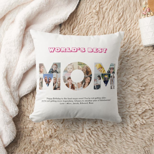 Mum Photo Collage Cutout Mother's Day Birthday Cushion (Blanket)