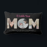 Mum Photo Collage Cutout Mother's Day Birthday Lumbar Cushion<br><div class="desc">Celebrate the special moments with your mother with this Mum Photo Collage design. This customisable design is perfect for creating a personalised and heartfelt gift for Mother's Day and Birthday celebration. Craft a beautiful collage with the word MOM, featuring cherished moments, creating a visual journey of the precious memories you've...</div>