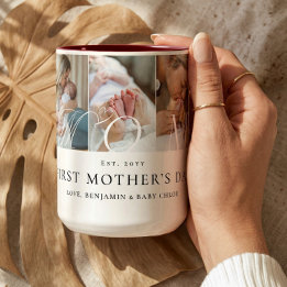 Mum Photo Collage First Mother's Day Keepsake Gift Two-Tone Coffee Mug