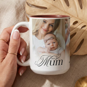 Mum Photo Collage First Mother's Day Keepsake Gift Two-Tone Coffee Mug