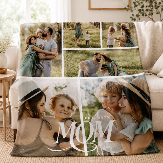 Mum Photo Collage Fleece Blanket (Creator Uploaded)