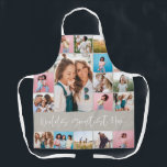 Mum photo collage modern typography simple beige apron<br><div class="desc">Worlds greatest mum beige multi photo modern minimal simple unique script typography elegant Mother's day,  birthday,  Christmas,  Easter,  graduation,  end of school year or decor gift design.</div>