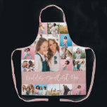 Mum photo collage modern typography simple pink apron<br><div class="desc">Worlds greatest mum girly pink multi photo modern minimal simple unique script typography elegant Mother's day,  birthday,  Christmas,  Easter,  graduation,  end of school year or decor gift design.</div>