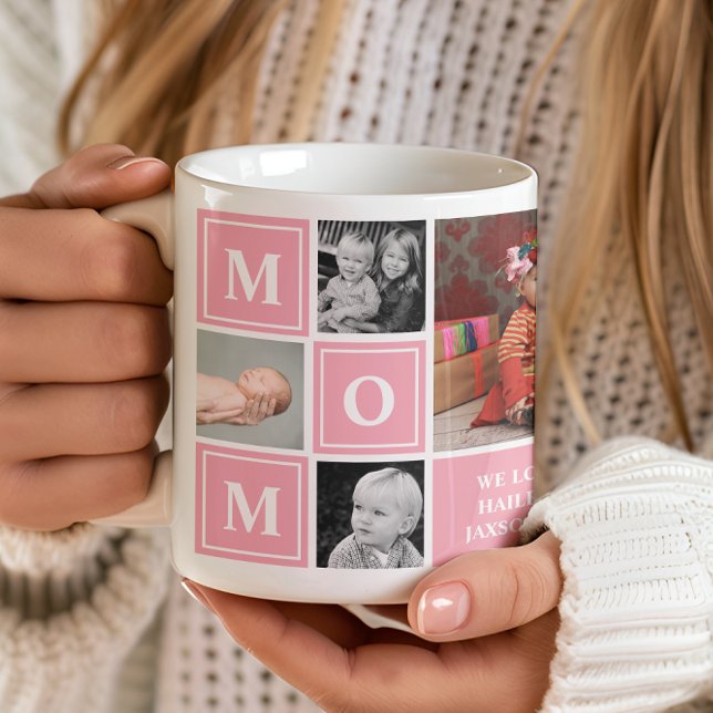 Mum Photo Collage Pink Mothers Day Coffee Mug (Creator Uploaded)