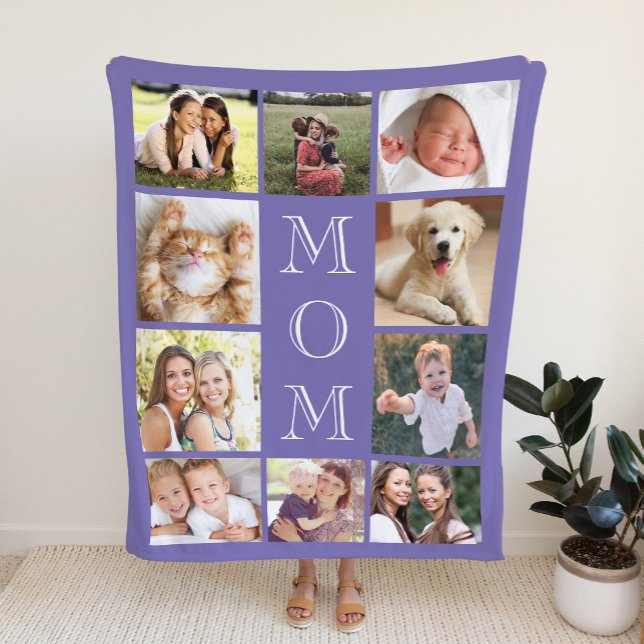 Mum Photo Collage Purple Sherpa Blanket (Creator Uploaded)