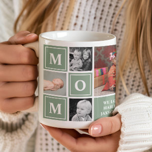 Mum Photo Collage Sage Green Mothers Day Coffee Mug