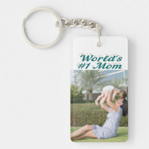 Mum Photo green text Key Ring