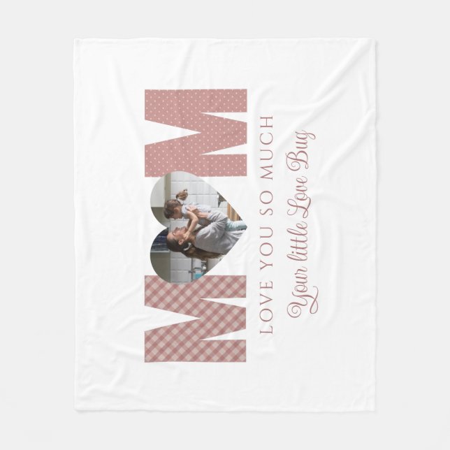 Mum Photo I Love You Fleece Blanket (Front)