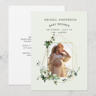 Mum Photo Mint Ivy Framed Baby Shower Invitation