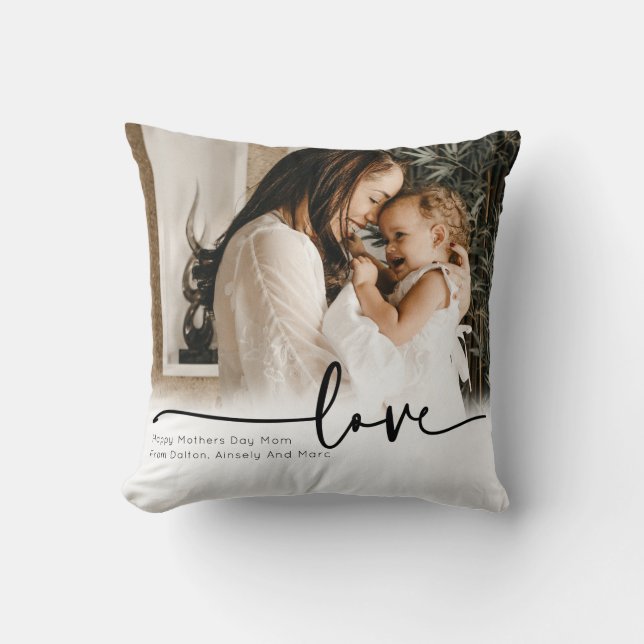 Mum photo mothers day custom script cushion (Front)