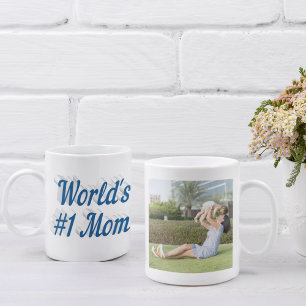 Mum Photo sea blue text Coffee Mug