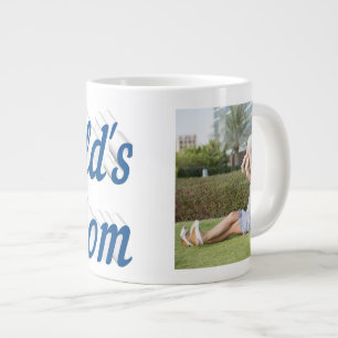 Mum Photo sea blue text Giant Coffee Mug