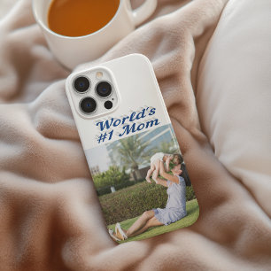Mum Photo sea blue text iPhone Case