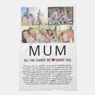 Mum Photos Things We Love About You Mother's Day Tea Towel