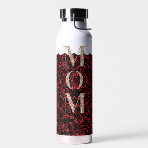 Mum Pilates Yoga dark red flowers Water Bottle