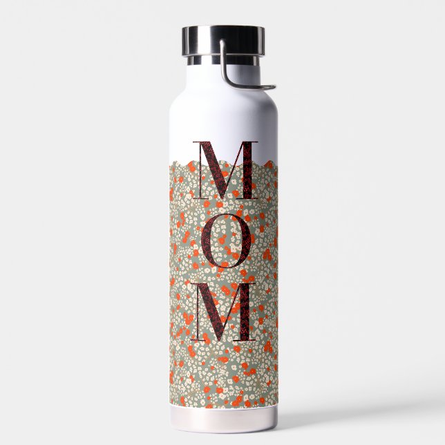 Mum Pilates Yoga red flowers Water Bottle (Left)