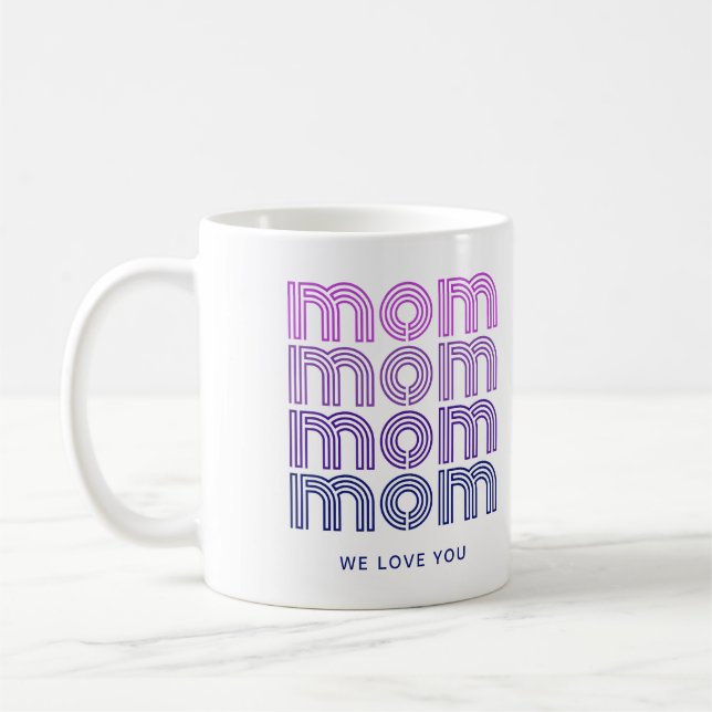 Mum | Pink and Purple Disco Style Text Coffee Mug (Left)