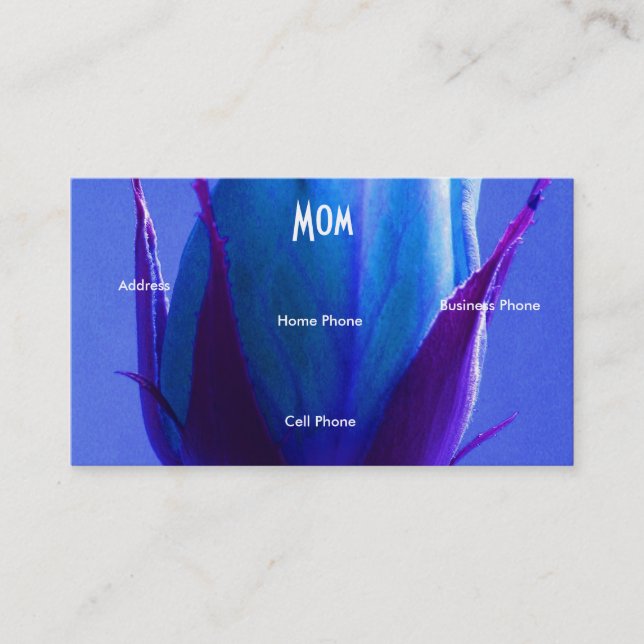 Mum Pink Green Blue Rose Calling Card (Front)