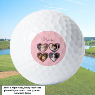 Mum Pink Hearts 4 Kids Photo Collage Golf Balls