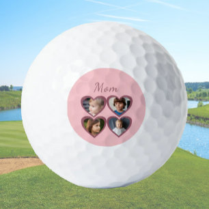 Mum Pink Hearts 4 Kids Photo Collage  Golf Balls