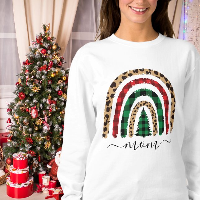 Mum Plaid and Leopard Print Rainbow Sweatshirt (Creator Uploaded)