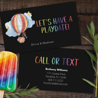 Mum Playdate Fun Colourful Balloon Calling Cards