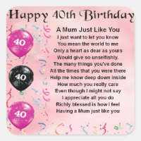 Mum Poem - 40th Birthday