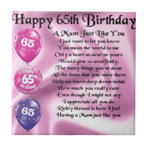 Mum Poem - 65th Birthday Tile