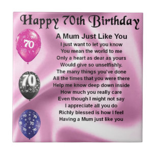 Mum Poem - 70th Birthday Tile