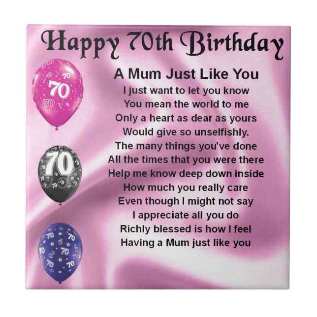 Mum Poem  -  70th Birthday Tile (Front)