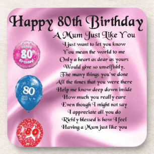 Mum Poem - 80th Birthday Coaster