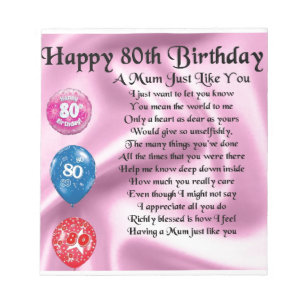 Mum Poem - 80th Birthday Notepad