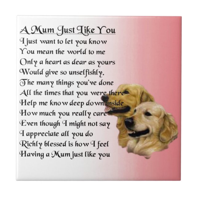 Mum Poem  -  Golden Retriever Design Tile (Front)