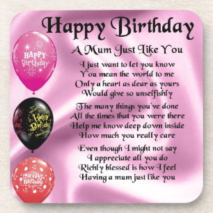Mum Poem  -  Happy Birthday Coaster