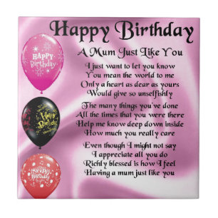 Mum Poem - Happy Birthday Tile
