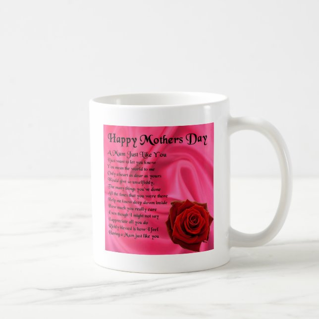Mum poem - Mothers Day - Pink silk & Rose Coffee Mug (Right)